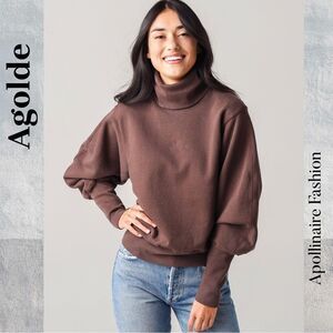 Agolde Women's Plum Prune Turtleneck Ribbed in XS NWT